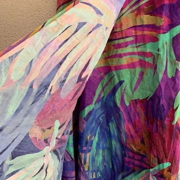 Soft Surroundings Reethi Bay Tropical Palms Colorful Faux Wrap Maxi Skirt PM - Picture 5 of 9